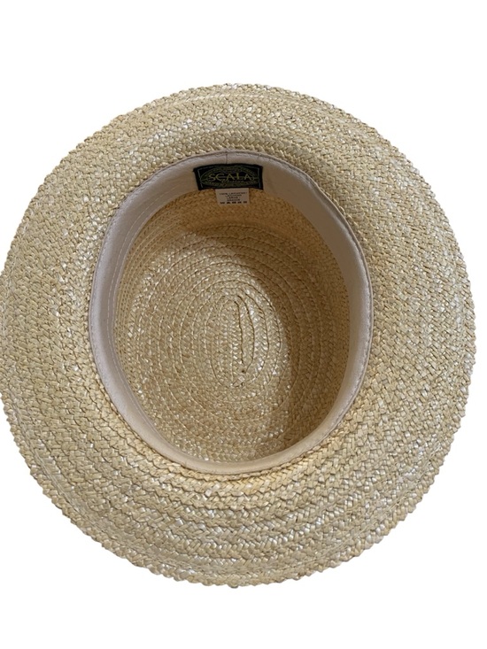 Scala Women’s Gondola Natural Straw Boater Hat with Pink and Blue Lace Size L - Picture 6 of 7